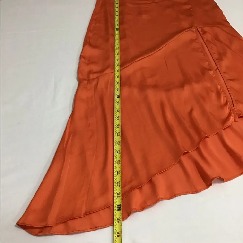 Free People LOLA ASYMMETRICAL SLIT SKIRT IN BRIGHT ORANGE Size 8 New With Tag